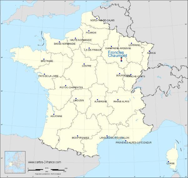 Distance Chaumont Froncles sur la carte de France