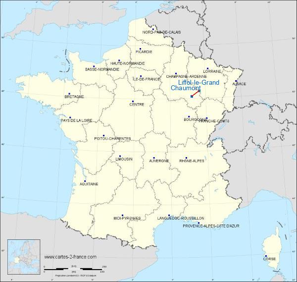 Distance Chaumont Liffol-le-Grand sur la carte de France