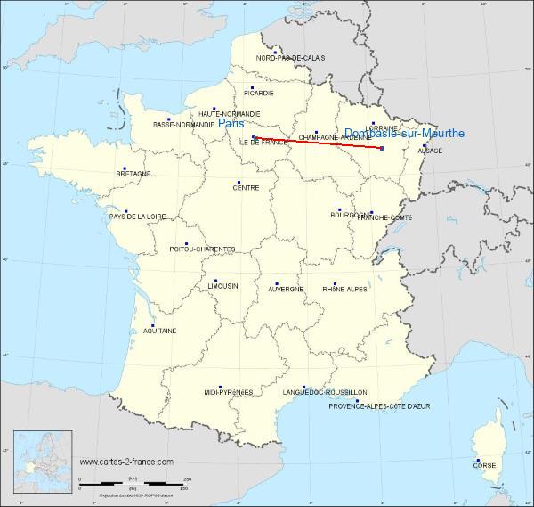 Distance Dombasle-sur-Meurthe Paris sur la carte de France