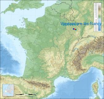 Distance entre de Vandœuvre-lès-Nancy et Lunéville sur la carte de France