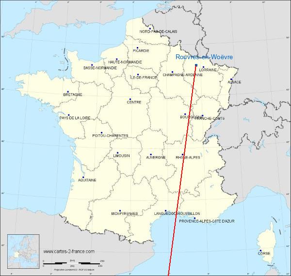 Distance Etain-Rouvres Nice sur la carte de France