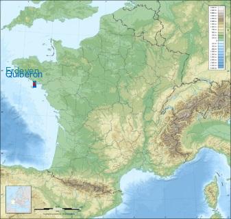 Distance entre de Quiberon et Erdeven sur la carte de France
