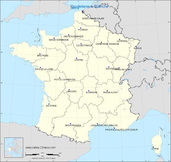 Distance Coudekerque-Branche Socx sur la carte de France