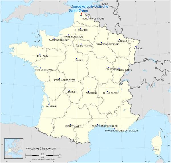 Distance Coudekerque-Branche Saint-Omer sur la carte de France