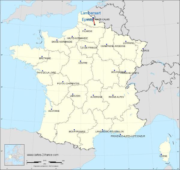 Distance Lambersart Cambrai-Epinoy sur la carte de France