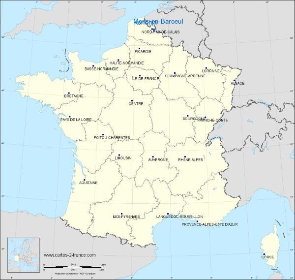 Distance Mons-en-Barœul Ronchin sur la carte de France