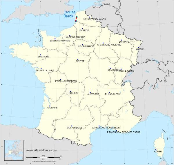 Distance Berck-sur-Mer Isques sur la carte de France