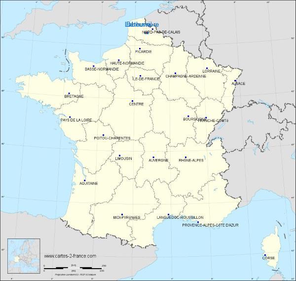 Distance Béthune Labeuvrière sur la carte de France