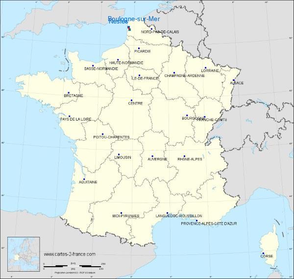 Distance Boulogne-sur-Mer Nesles sur la carte de France