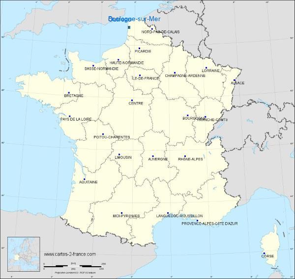 Distance Boulogne-sur-Mer Outreau sur la carte de France
