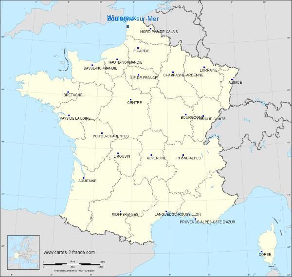 Distance Boulogne-sur-Mer Wimereux sur la carte de France