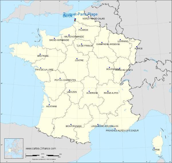 Distance Le Touquet – Côte d'Opale Airport Berck-sur-Mer sur la carte de France