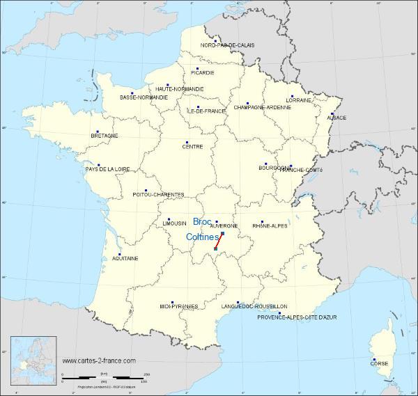 Distance Issoire-Le Broc Saint-Flour - Coltines sur la carte de France