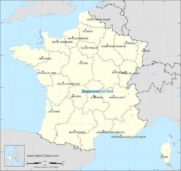 Distance Clermont-Ferrand Beaumont sur la carte de France