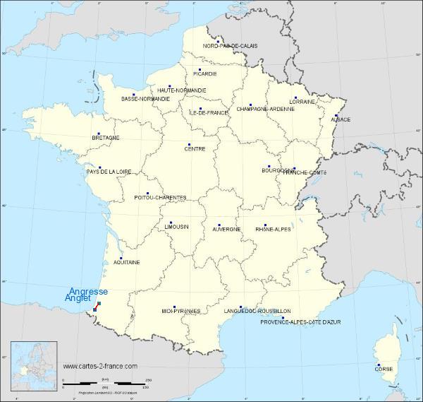 Distance Anglet Angresse sur la carte de France