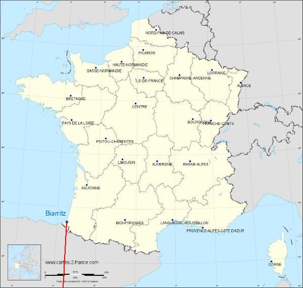 Distance Biarritz Aire-sur-Adour sur la carte de France