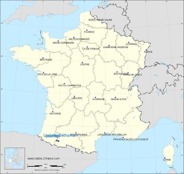 Distance Lourdes Lestelle-Bétharram sur la carte de France