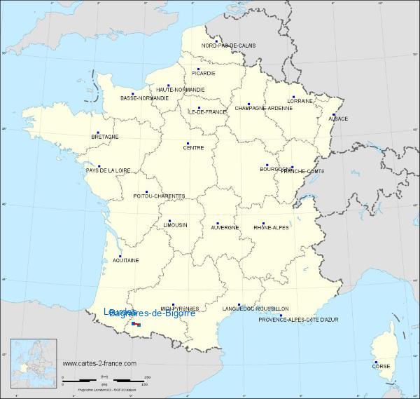 Distance Lourdes Bagnères-de-Bigorre sur la carte de France