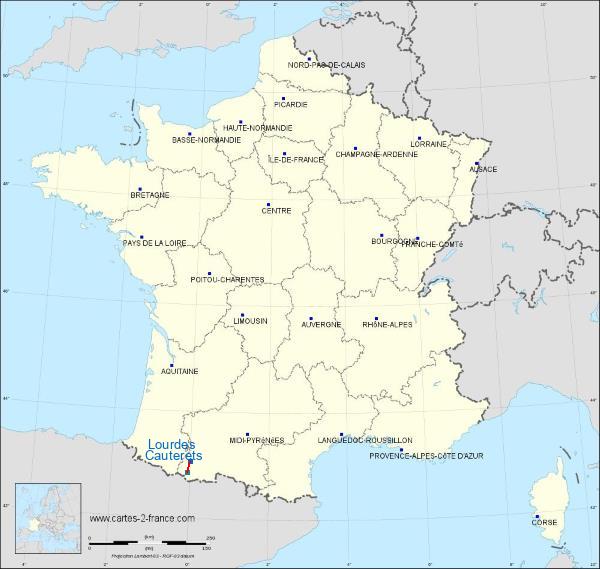 Distance Lourdes Cauterets sur la carte de France