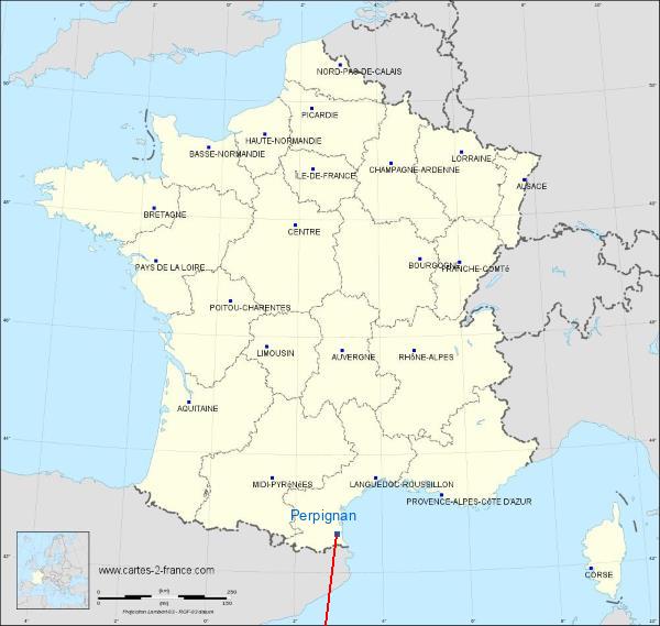 Distance Perpignan Antibes sur la carte de France