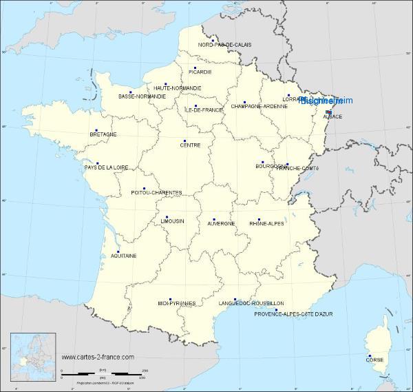 Distance Bischheim Pfulgriesheim sur la carte de France