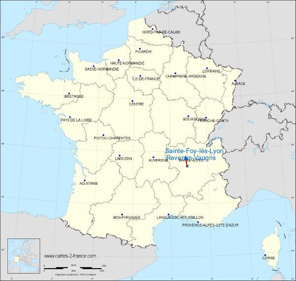 Distance Sainte-Foy-lès-Lyon Vienne-Reventin sur la carte de France
