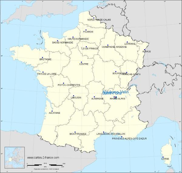 Distance Vaulx-en-Velin Saint-Fons sur la carte de France