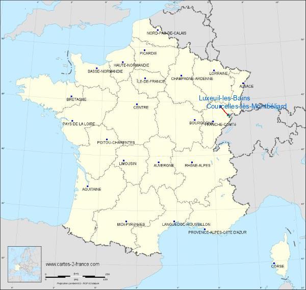Distance Luxeuil-les-Bains Montbéliard – Courcelles Aerodrome sur la carte de France