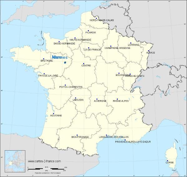 Distance Allonnes Le Mans sur la carte de France