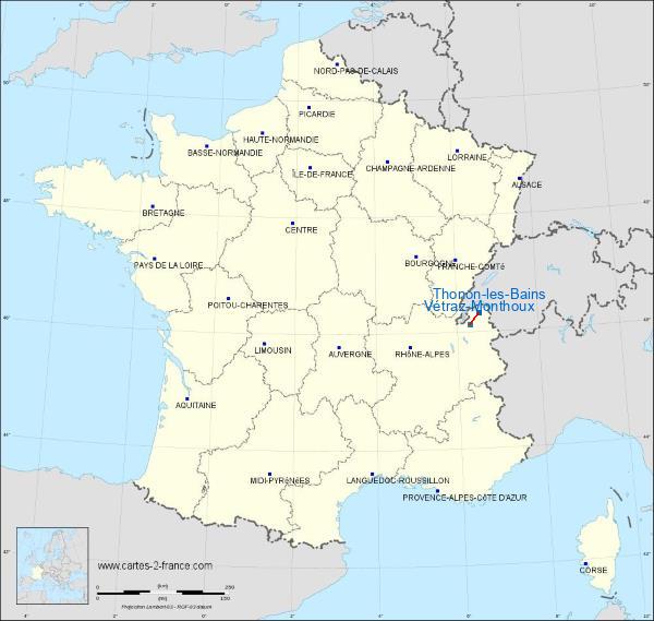 Distance Thonon-les-Bains Annemasse sur la carte de France