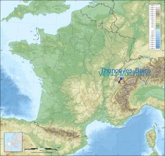Distance entre de Thonon-les-Bains et Annemasse sur la carte de France
