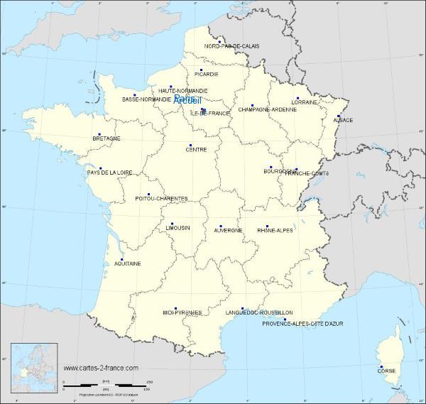 Distance Paris Arcueil sur la carte de France