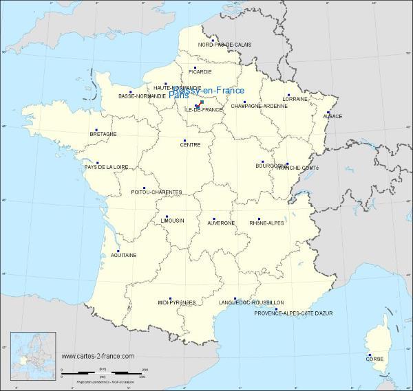 Distance Paris Paris Charles de Gaulle Airport sur la carte de France