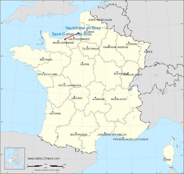 Distance Neufchâtel-en-Bray Deauville – Saint-Gatien Airport sur la carte de France