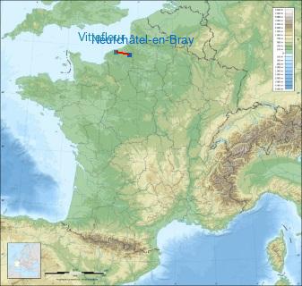 Distance entre de Neufchâtel-en-Bray et Saint-Valéry - Vittefleur sur la carte de France