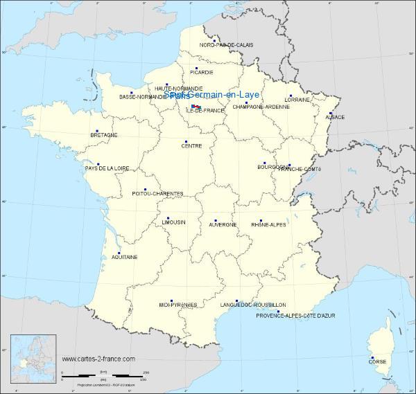 Distance Saint-Germain-en-Laye Paris sur la carte de France