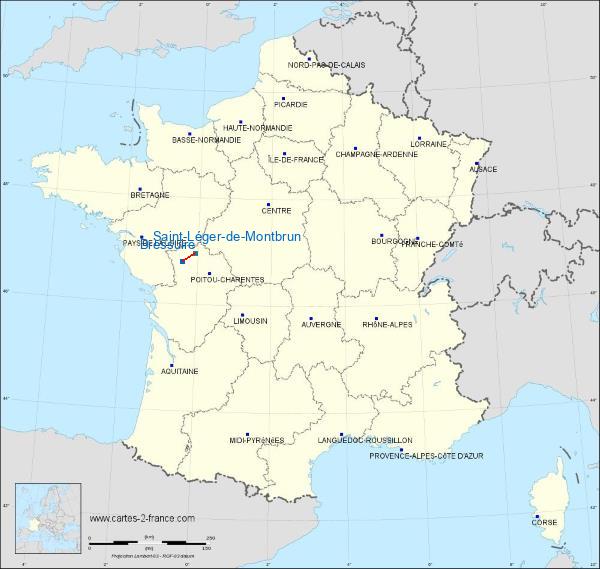 Distance Bressuire Thouars sur la carte de France