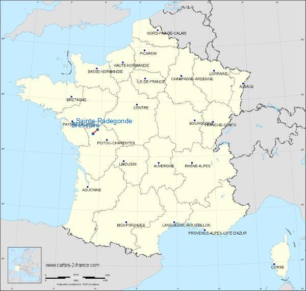 Distance Bressuire Sainte-Radegonde sur la carte de France