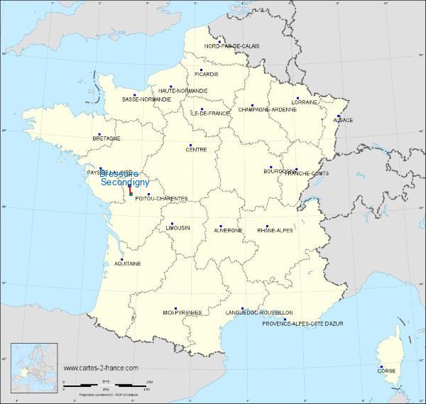 Distance Bressuire Secondigny sur la carte de France