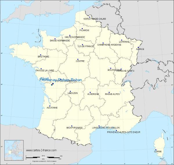 Distance Niort Frontenay-Rohan-Rohan sur la carte de France