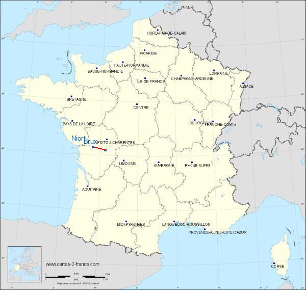 Distance Niort Couhé-Vérac sur la carte de France