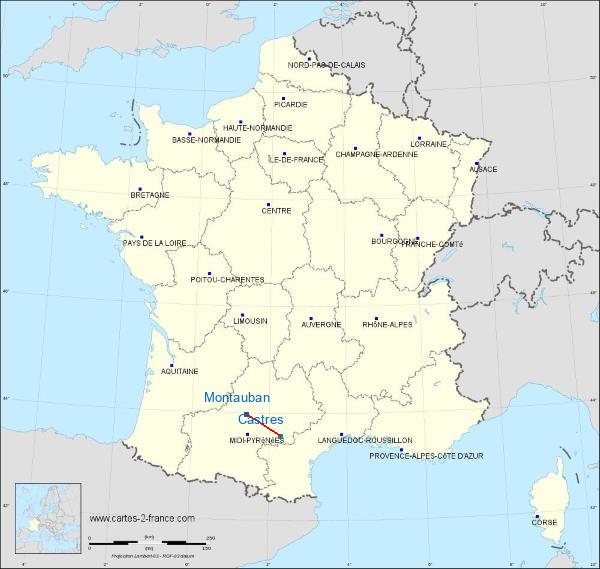 Distance Montauban Castres sur la carte de France