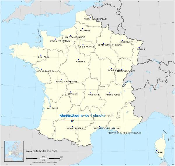 Distance Montauban Saint-Etienne-de-Tulmont sur la carte de France
