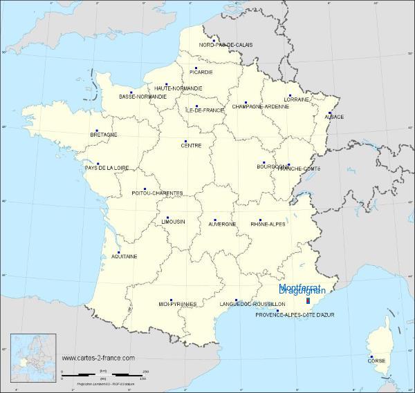 Distance Draguignan Montferrat sur la carte de France