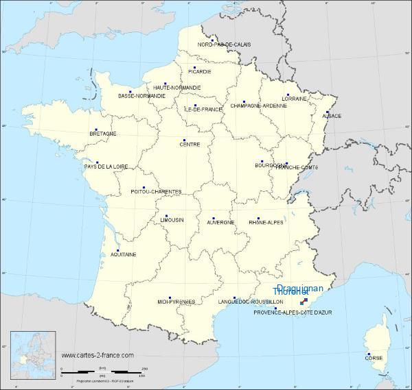 Distance Draguignan Le Thoronet sur la carte de France