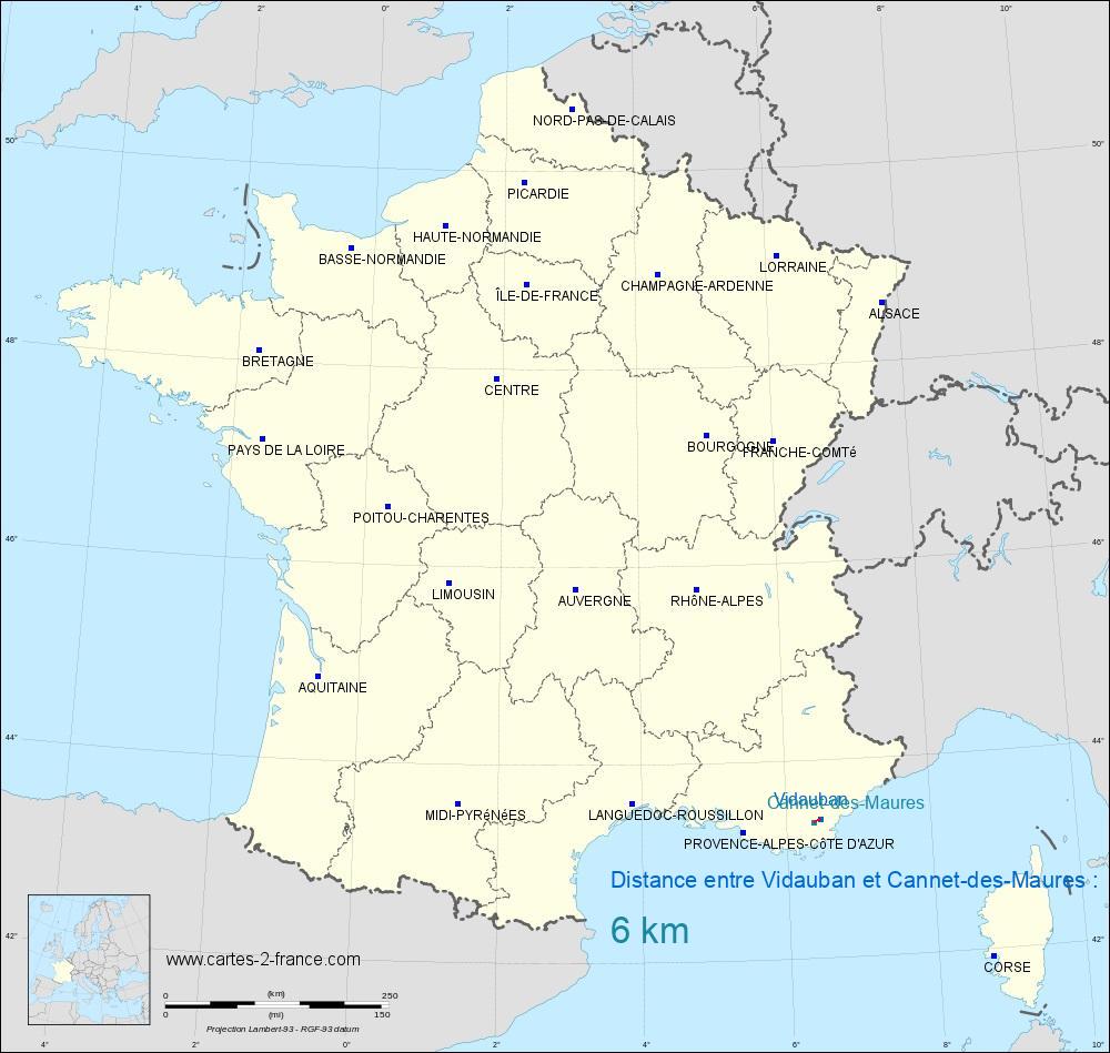Distance entre Vidauban et Le LucLe Cannet