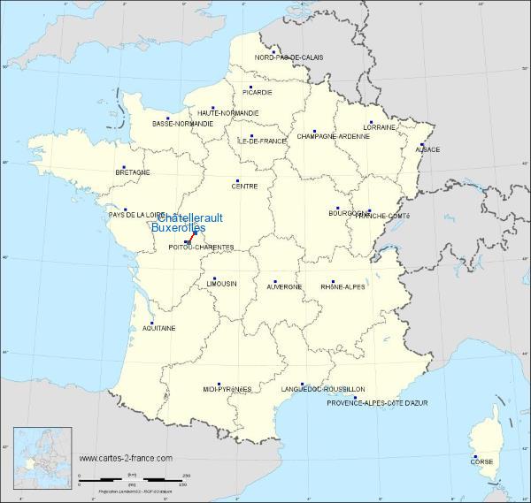 Distance Châtellerault Buxerolles sur la carte de France