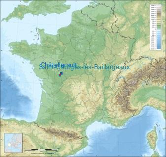 Distance entre de Châtellerault et Saint-Georges-lès-Baillargeaux sur la carte de France