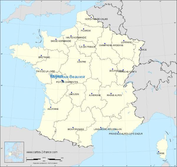 Distance Poitiers Mignaloux-Beauvoir sur la carte de France