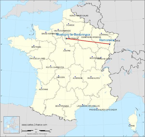 Distance Saint-Dié - Remomeix Saint-Quentin-en-Yvelines sur la carte de France